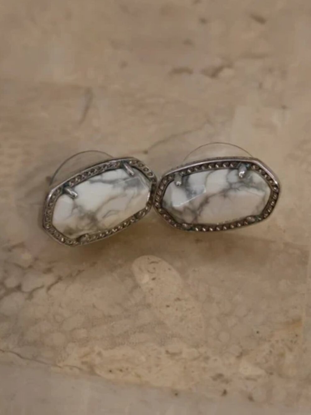 Kendra Scott Marble/Silver Stud Earrings
